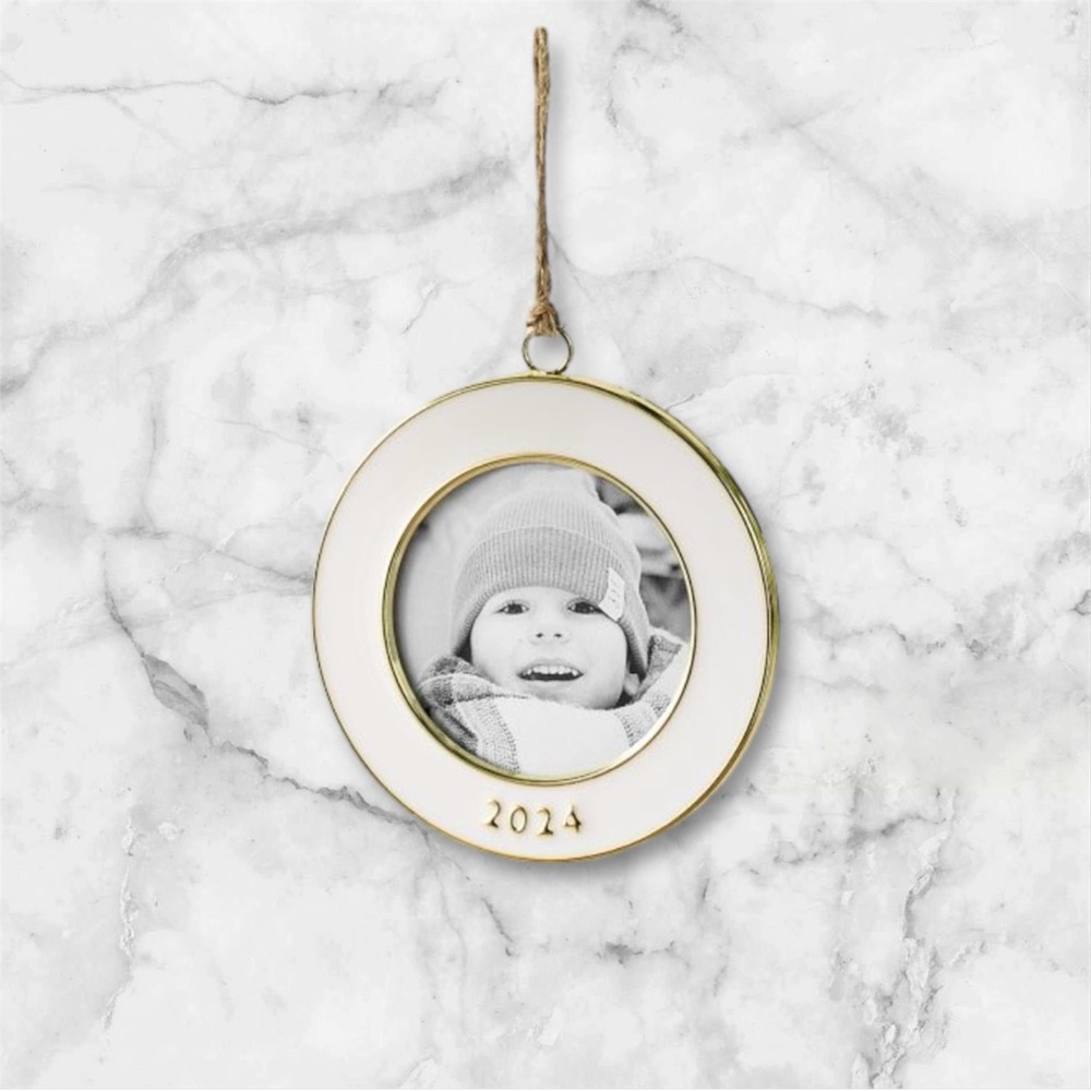 Pottery Barn Ornament - 2024 Dated Round Enamel Frame